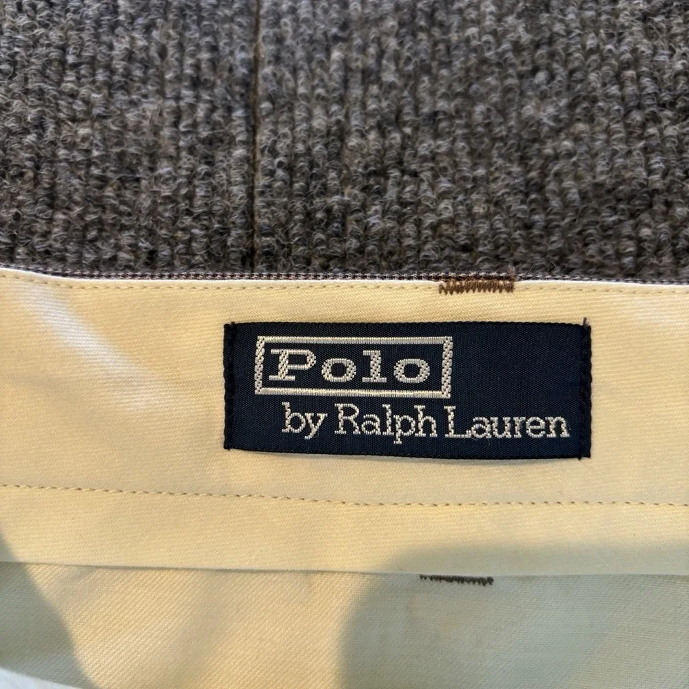Vintage Polo Ralph Lauren Mens 38x30 Pleated Cuffed Dress Pant Brown Houndstooth